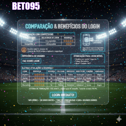Painel de conta BET095 após login